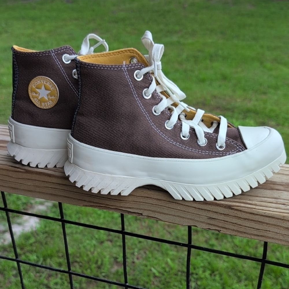Converse Brown and Yellow High-Top Sneakers